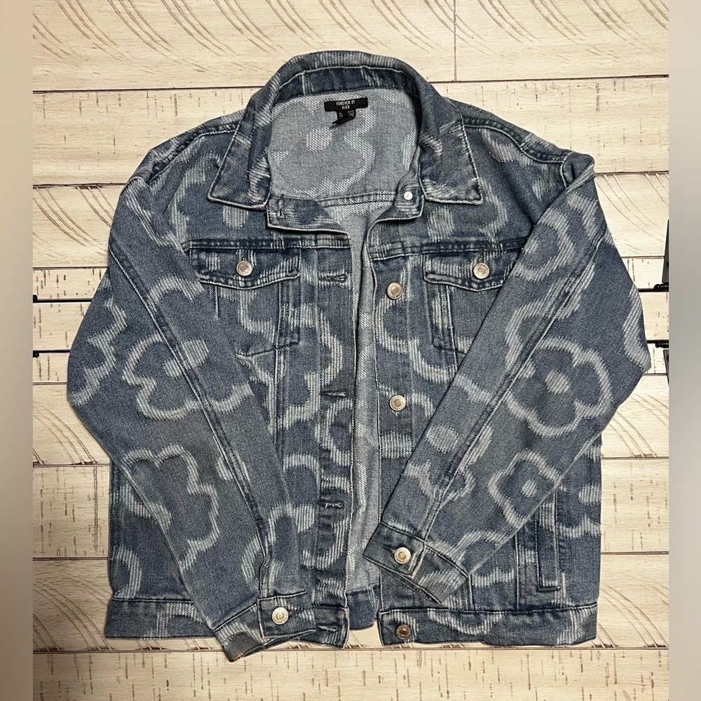 Kidcore Flower Power Denim Burnout Jacket